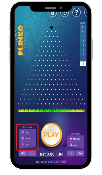 Set the bet amount or min/max bet and press Play